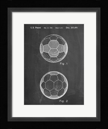 Framed Chalkboard Leather Soccer Ball Patent Print