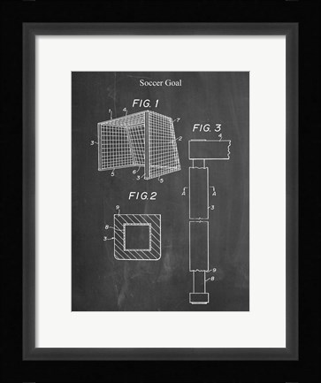 Framed Chalkboard Soccer Goal Patent Print
