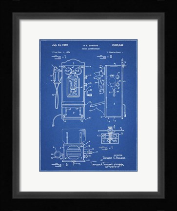 Framed Blueprint Wall Phone Patent Print