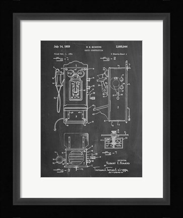 Framed Chalkboard Wall Phone Patent Print