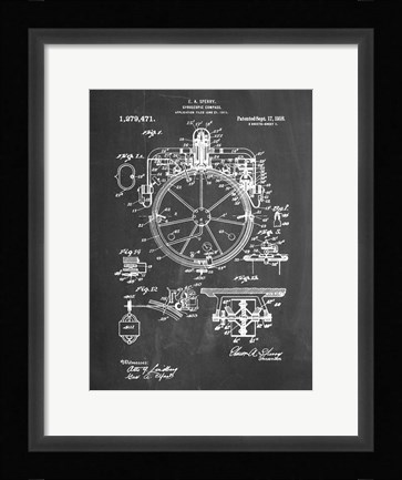 Framed Chalkboard Gyrocompass Patent Print
