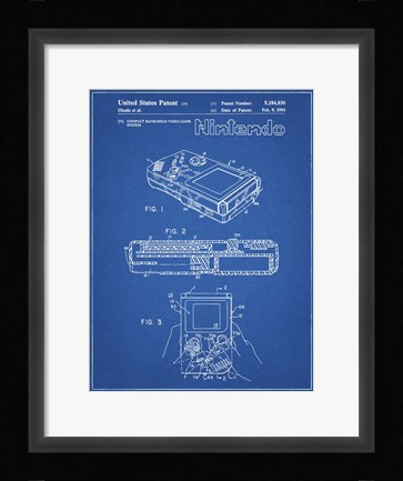 Framed Blueprint Nintendo Game Boy Patent Print
