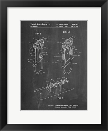 Framed Chalkboard Rock Climbing Camalot Patent Print