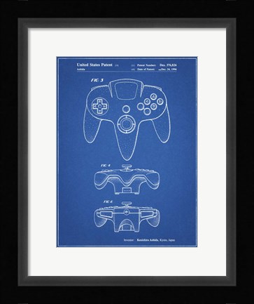 Framed Blueprint Nintendo 64 Controller Patent Print