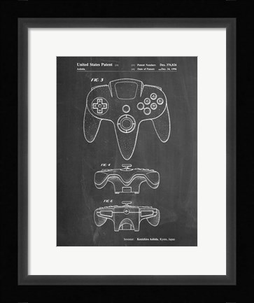 Framed Chalkboard Nintendo 64 Controller Patent Print