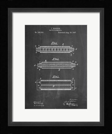 Framed Chalkboard Hohner Harmonica Patent Print