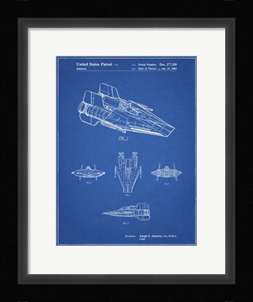 Framed Blueprint Star Wars RZ-1 A Wing Starfighter Patent Print