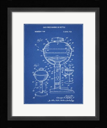Framed Blueprint Webber Gas Grill 1972 Patent Print