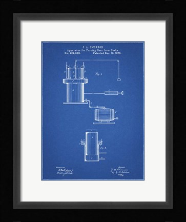Framed Blueprint Antique Beer Cask Diagram Patent Print
