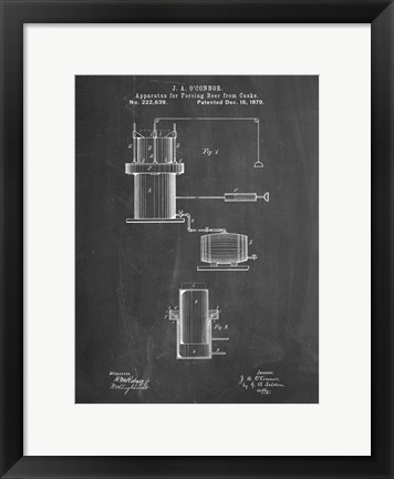 Framed Chalkboard Antique Beer Cask Diagram Patent Print