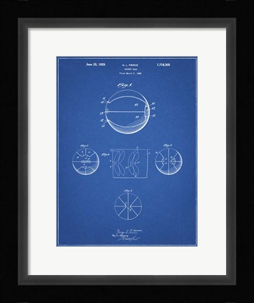 Framed Blueprint Basketball 1929 Game Ball Patent Print