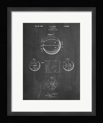 Framed Chalkboard Basketball 1929 Game Ball Patent Print