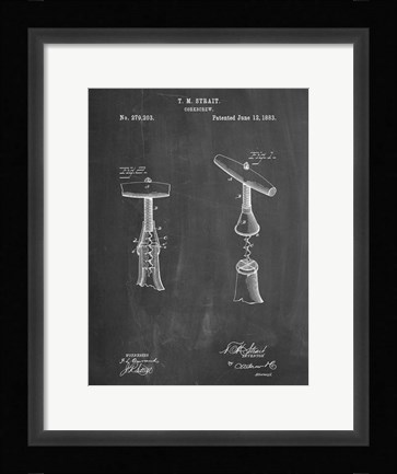 Framed Chalkboard Corkscrew 1883 Patent Print
