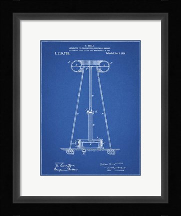Framed Blueprint Tesla Energy Transmitter Patent Print