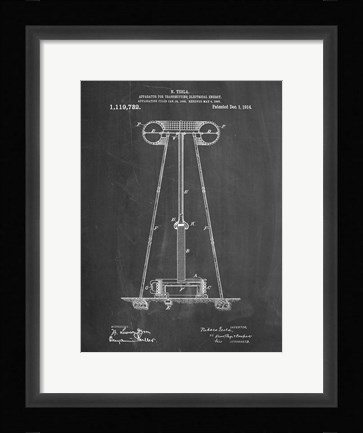 Framed Chalkboard Tesla Energy Transmitter Patent Print