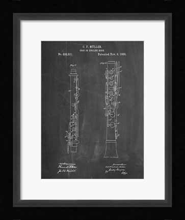 Framed Chalkboard Oboe Patent Print