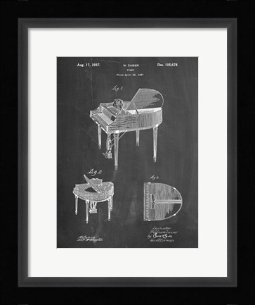 Framed Chalkboard Wurlitzer Butterfly Model 235 Piano Patent Print