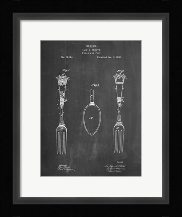 Framed Chalkboard Antique Spoon and Fork Patent Print