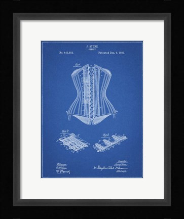 Framed Blueprint Corset Patent Print