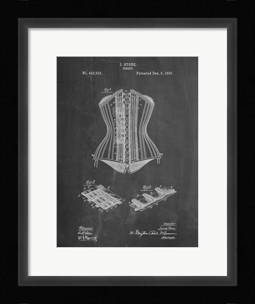 Framed Chalkboard Corset Patent Print
