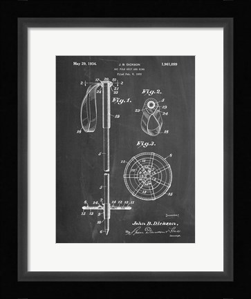 Framed Chalkboard Vintage Ski Pole Patent Print
