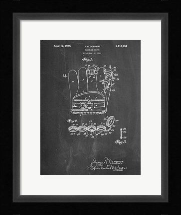 Framed Chalkboard Denkert Baseball Glove Patent Print