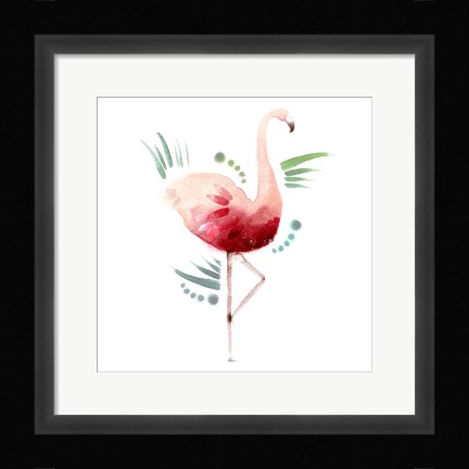 Framed Tropical Icons Flamingo Print