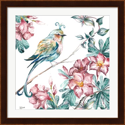 Framed Island Living Bird and Floral II Print