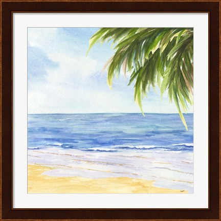Framed Beach and Palm Fronds I Print