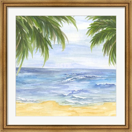 Framed Beach and Palm Fronds II Print