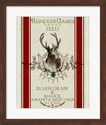 Framed Reindeer Feedsack Print