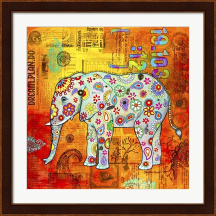 Framed Mosaic Elephant II Print