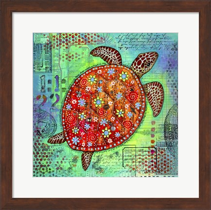 Framed Mosaic Turtle II Print