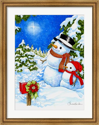 Framed Sparkling Snowmen Print