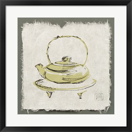 Framed Green Teapot Print