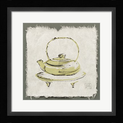 Framed Green Teapot Print