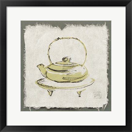 Framed Green Teapot Print