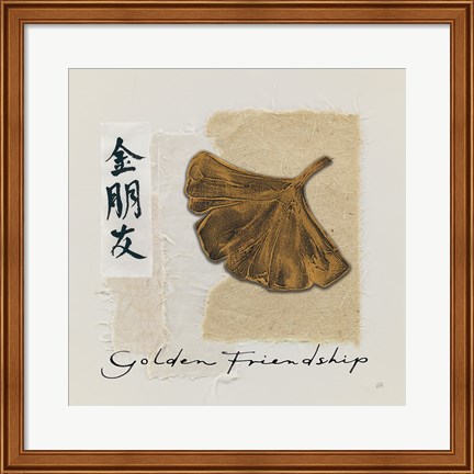 Framed Bronze Leaf I Golden Friendship Print