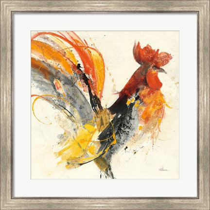 Framed Festive Rooster I Print