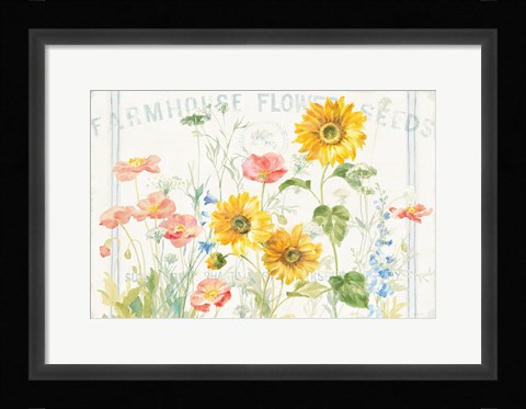 Framed Floursack Florals I Print