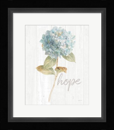 Framed Garden Hydrangea on Wood Hope Print