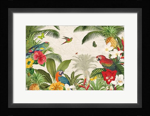 Framed Parrot Paradise I Print