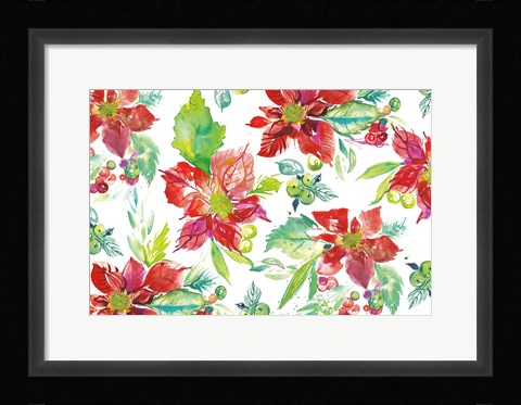 Framed Poinsettia Pretty V Print