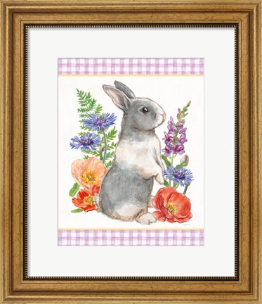 Framed Sunny Bunny IV Checker Border Print