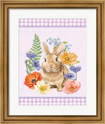 Framed Sunny Bunny II Checker Border Purple Print