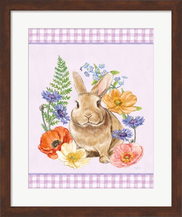 Framed Sunny Bunny II Checker Border Purple Print