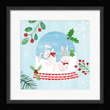 Framed Snow Globe Animals IV Print