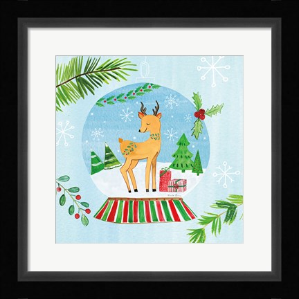 Framed Snow Globe Animals I Print