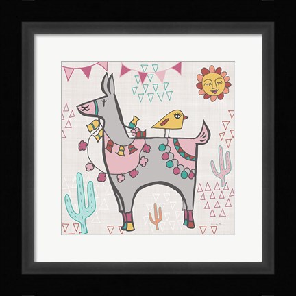 Framed Playful Llamas II Print