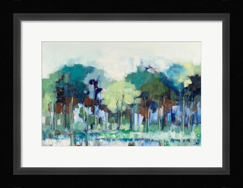 Framed Blue Green Tree Reflections Print
